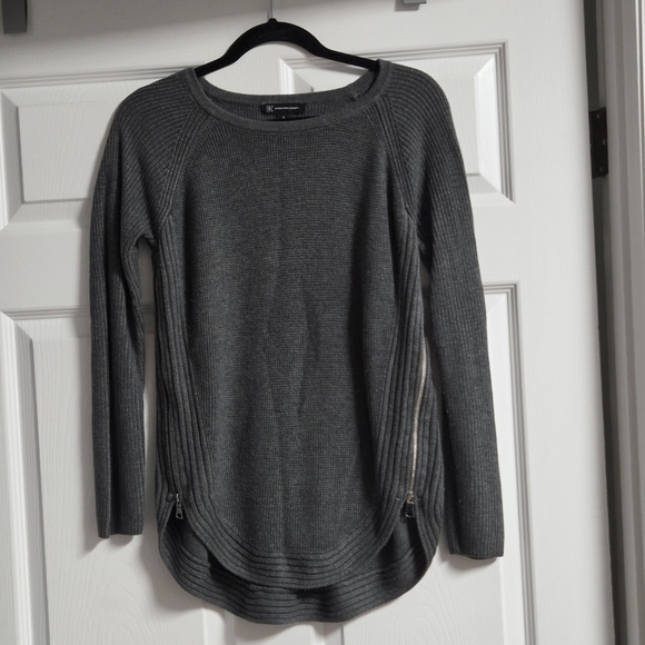INC International Concepts Sweaters - INC International Concepts Charcoal Knit Sweater With Side Zippers Size M